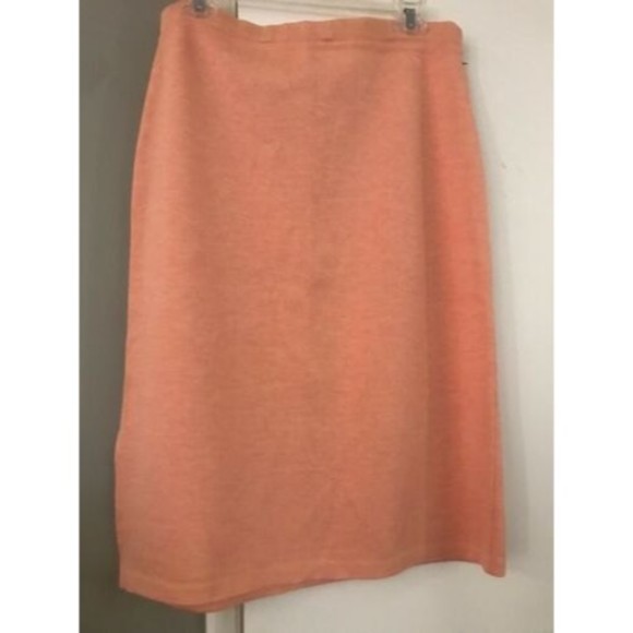 Unique vintage fine100% wool Italian fine knit peach skirt L side slit